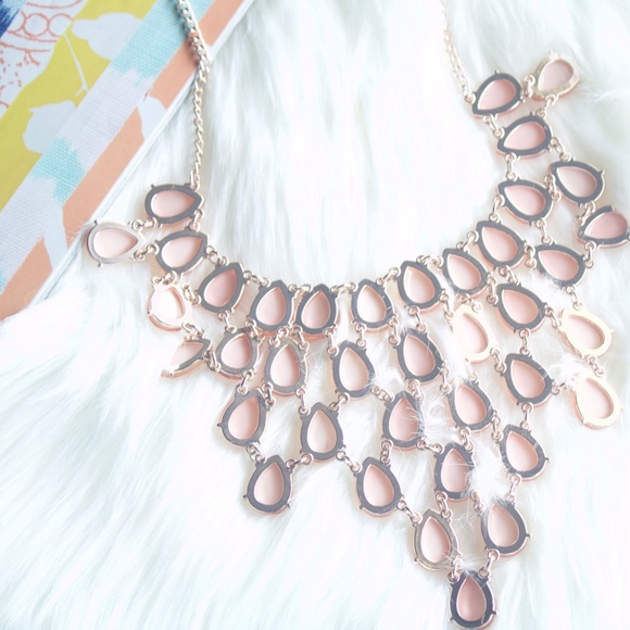 Stone Teardrop Bib Collar Statement Necklace - Picture 3 of 3